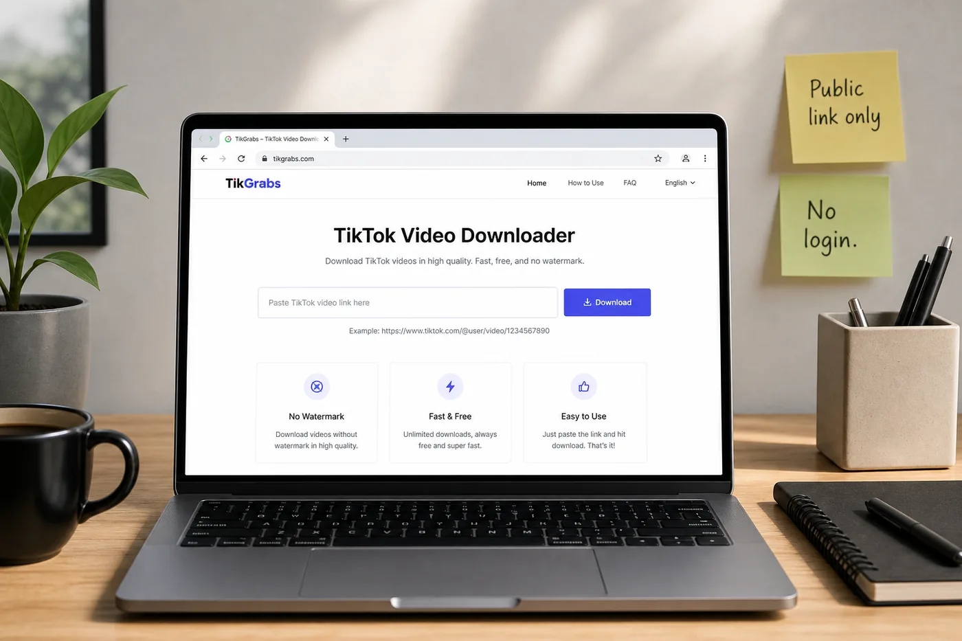 Browser TikTok downloader with public links only