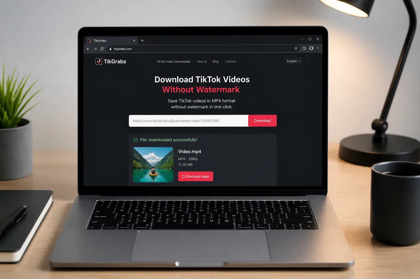 Download clean TikTok story file on laptop