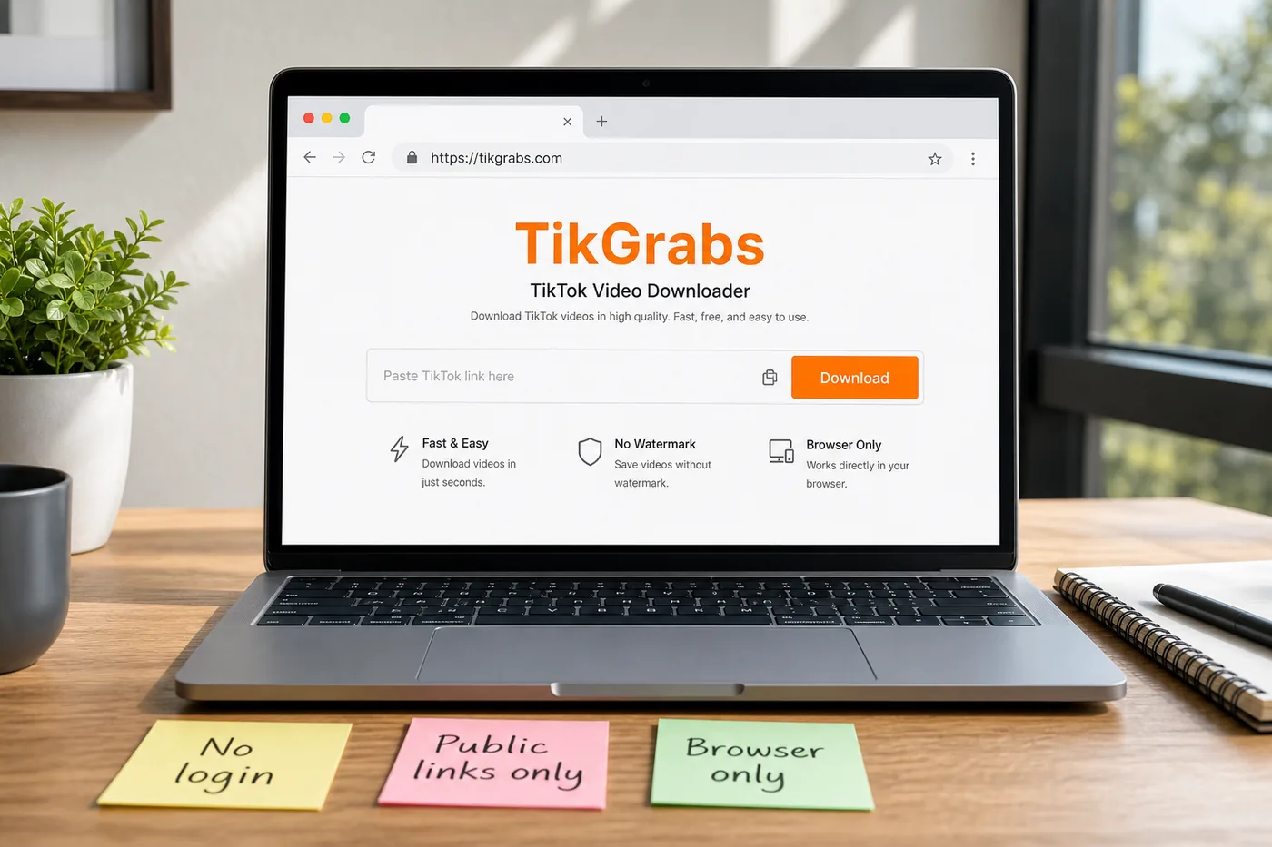 Tikgrabs TikTok downloader in browser