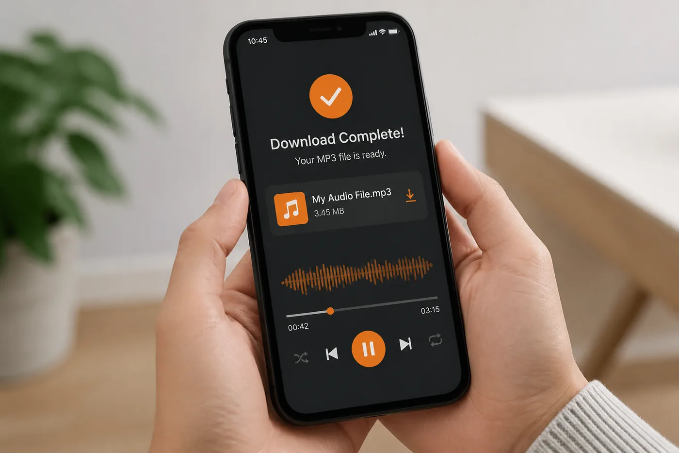 TikTok MP3 download ready on phone