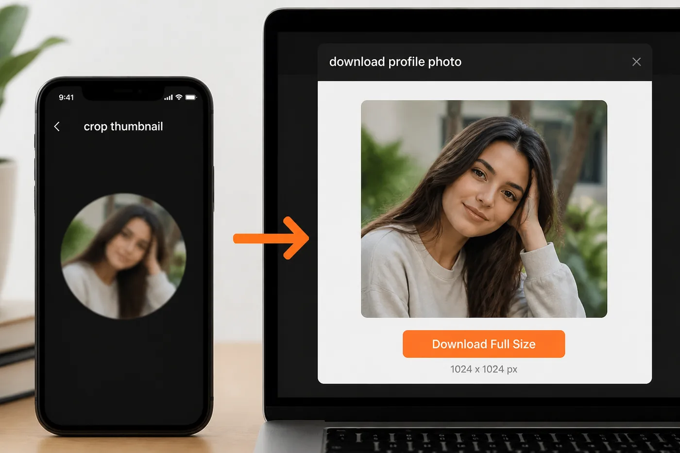 Full-size TikTok profile picture vs tiny thumbnail