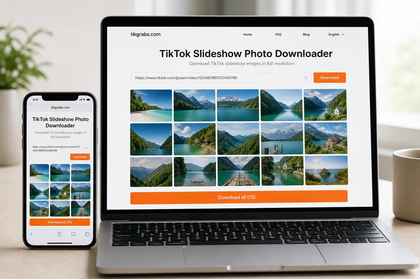 Download TikTok Slideshow Photos on phone and laptop