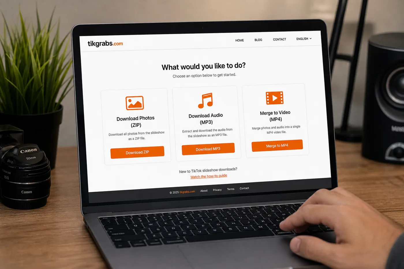 Choose photos ZIP, audio, or merged video from slideshow