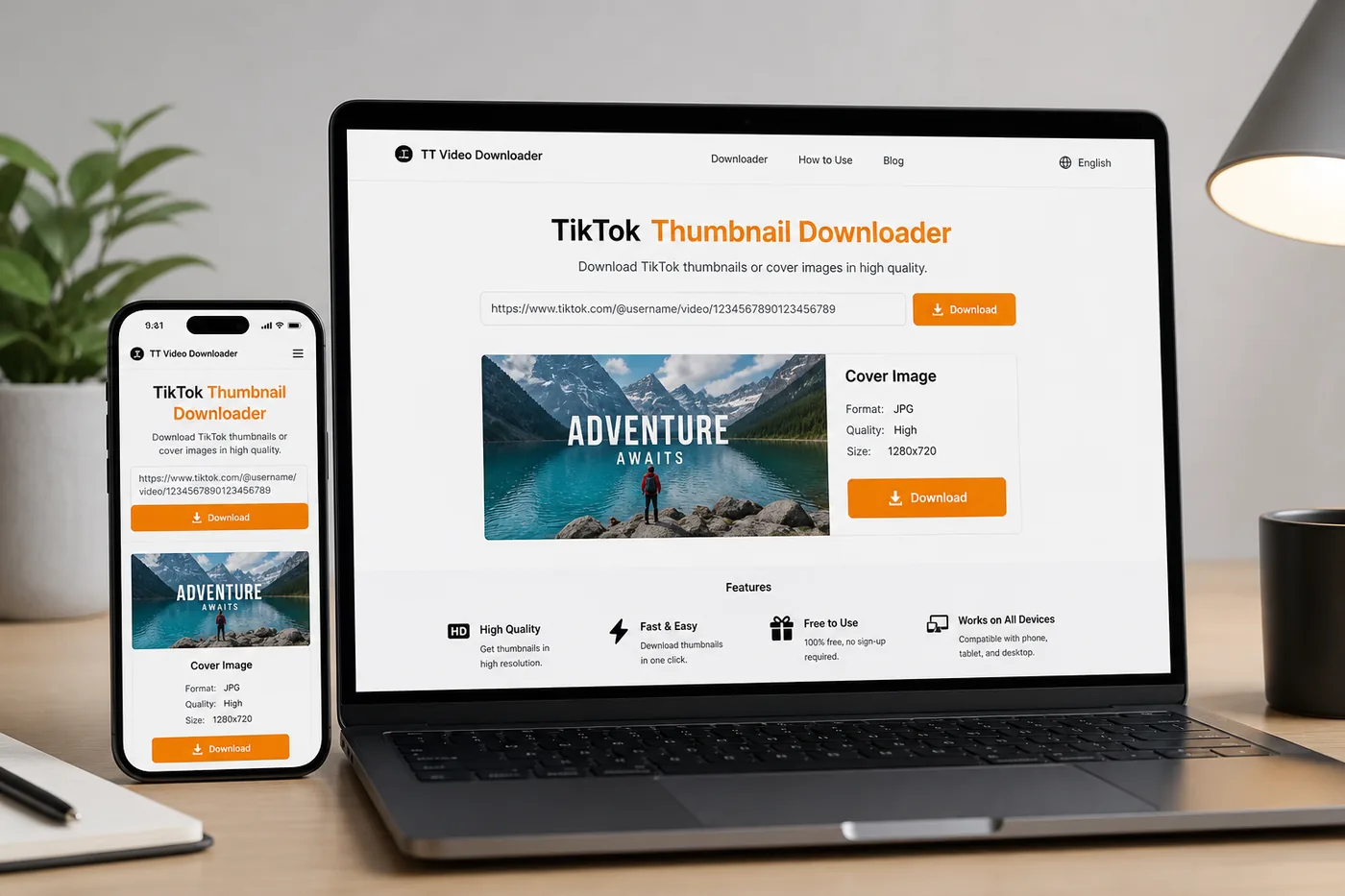 Download TikTok Video Thumbnails on phone and laptop